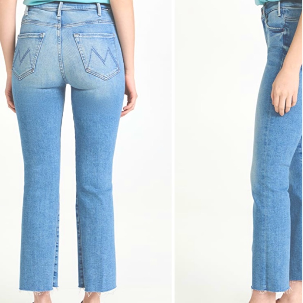 MOTHER High-Rise Light Blue Straight Jeans